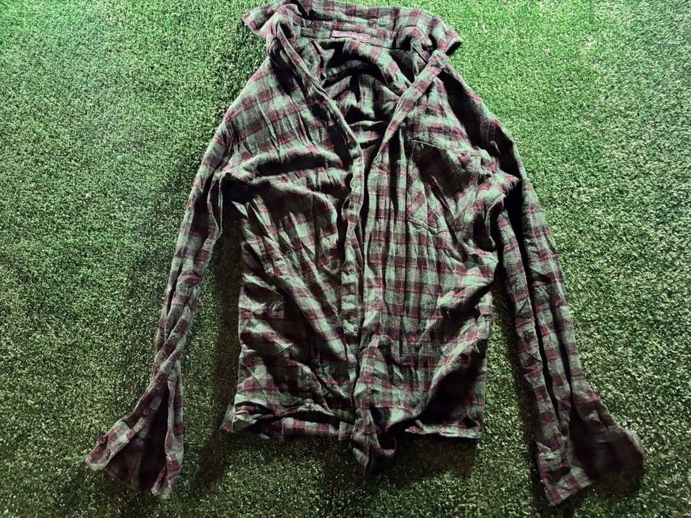 Urban Republic Green and Red Plaid Hooded Flannel Button-Up Shirt
